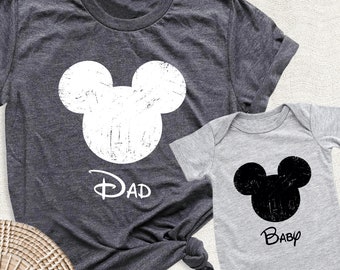 Mickey Dad And Baby Shirts, Custom Disney Tshirt, Disneyland Family Tee, Fathers Day Shirt, Daddy And Me Shirt, Mickey Head Tee, New Dad Tee