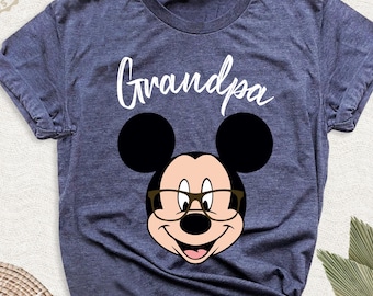 Mickey Grandpa Shirt With Reading Glasses, Custom Disney Grandparent Tshirt, Grandpa Disney Birthday Tee, Fathers Day Shirt, New Papa Tee