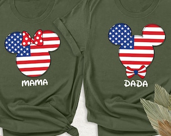 4th of July Disney Mama Dada America Flag Shirt, Mickey Minnie Memorial Day Tshirt, Freedom Outfit, Independence Day Tee, Fourth of July Tee