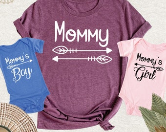 Mommy&#39;s Boy and Girl Matching Mothers Day Shirt, First Mothers Day Twins Tshirt, Mom Gift Outfit, Mama Love Heart Tee, Mommy Gift Baby Shirt