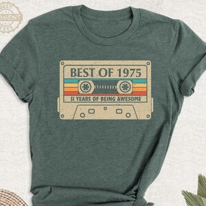 Best Of 1975 Shirt 51 Years Being Awesome Tshirt, Vintage 1975 Limited Edition Cassette Tee, Happy 51st Birthday Party Tshirt image 1