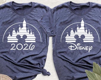 Disney Castle 2026 Trip Custom Tee Shirt, Disneyland Family Matching Tshirt, Personalized Disney 2026 Tee, Disneyworld Group Tee, Mickey Tee