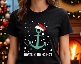 Christmas Boats'n Ho Ho Ho Ho's Shirt, Santa Nautical Anchor Tshirt, Xmas Boating Sailing Tee, Xmas Cruise Shirt, Xmas Nautical Vacation Tee