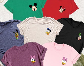 Disney Characters Pocket Shirt, Mickey and Friends Tshirt, Disney Birthday Party Tee, Disney Vacation Trip Shirt, Disneyland Family Trip Tee