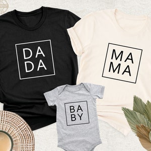 Mama Dada Shirt Family Matching Tee Baby Announcement Shirt Pregnancy Reveal Tee Matching Mom Dad Shirts Mothers Day shirt Mama Baby Shirts