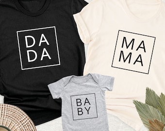 Mama Dada Shirt Family Matching Tee Baby Announcement Shirt Pregnancy Reveal Tee Matching Mom Dad Shirts Mothers Day shirt Mama Baby Shirts