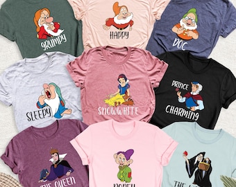 Snow White shirt, Seven Dwarfs Shirt Snow White, Birthday tshirt Disney 7 Dwarfs tees, Custom Disney Friends shirt Disney group party Shirts