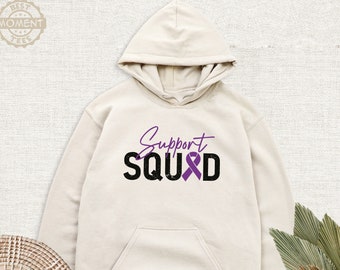 Support Squad Warrior Purple Ribbon Hoodie, Awareness Pancreatic Cancer Sweatshirt, Alzheimers Team Long sleeve Shirt, Epilepsy Group Shirt