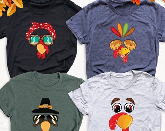 Turkey Face Shirt, Thanksgiving Shirt, Thanksgiving Family Matching T-Shirt, Fall Gobble Shirt, Thanksgiving Group Outfit, Funny Turkey Tee