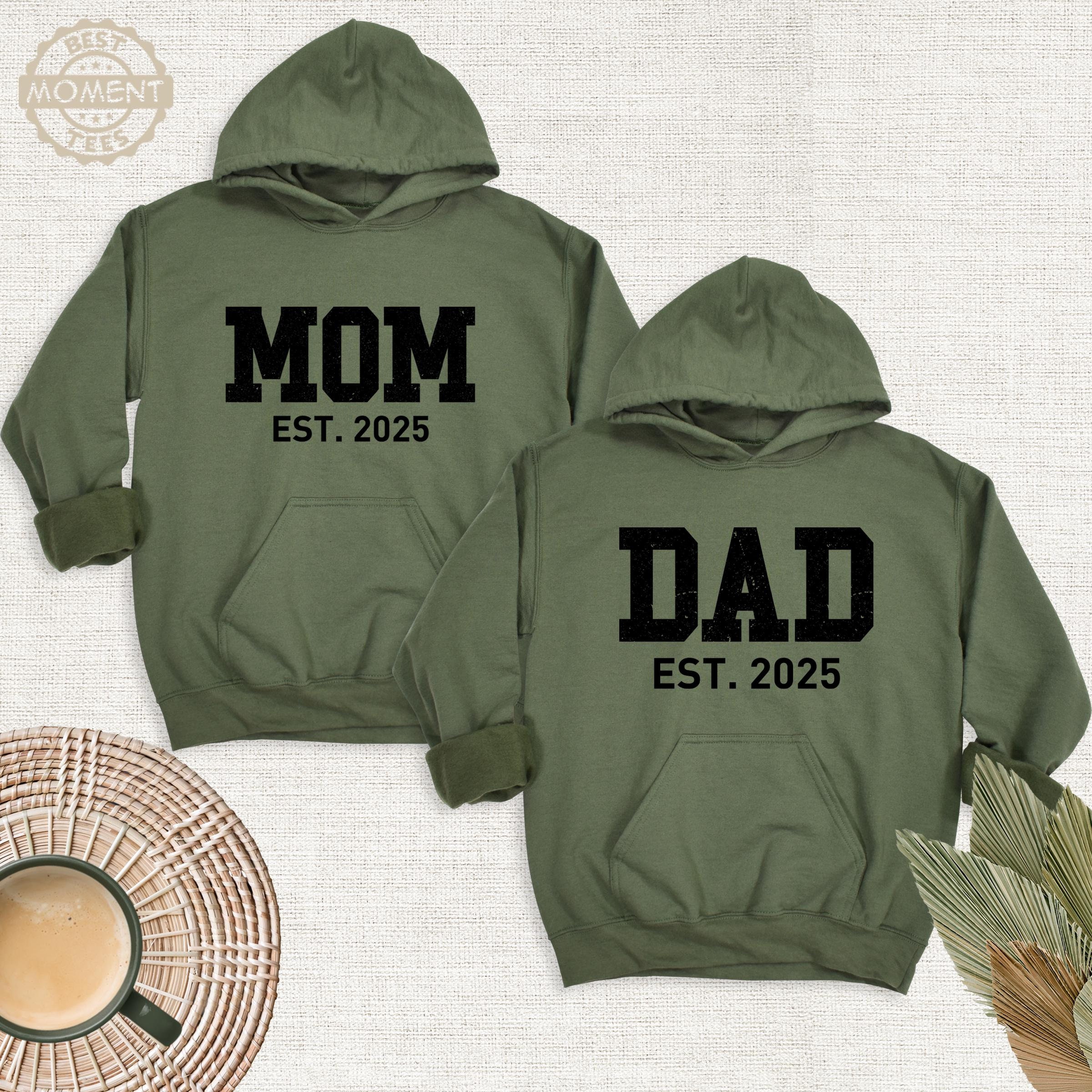 Mom Dad Est 2025 Hoodie, Pregnancy Announcement Sweatshirt
