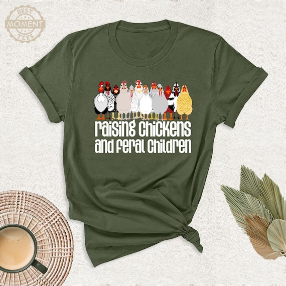 Farmer Mama Shirt Raising Chickens and Feral Children Mom Tee, Mothers Day Shirt, Farm Life Mama Shirt, Funny Mom Shirt, Chicken Lover Tee