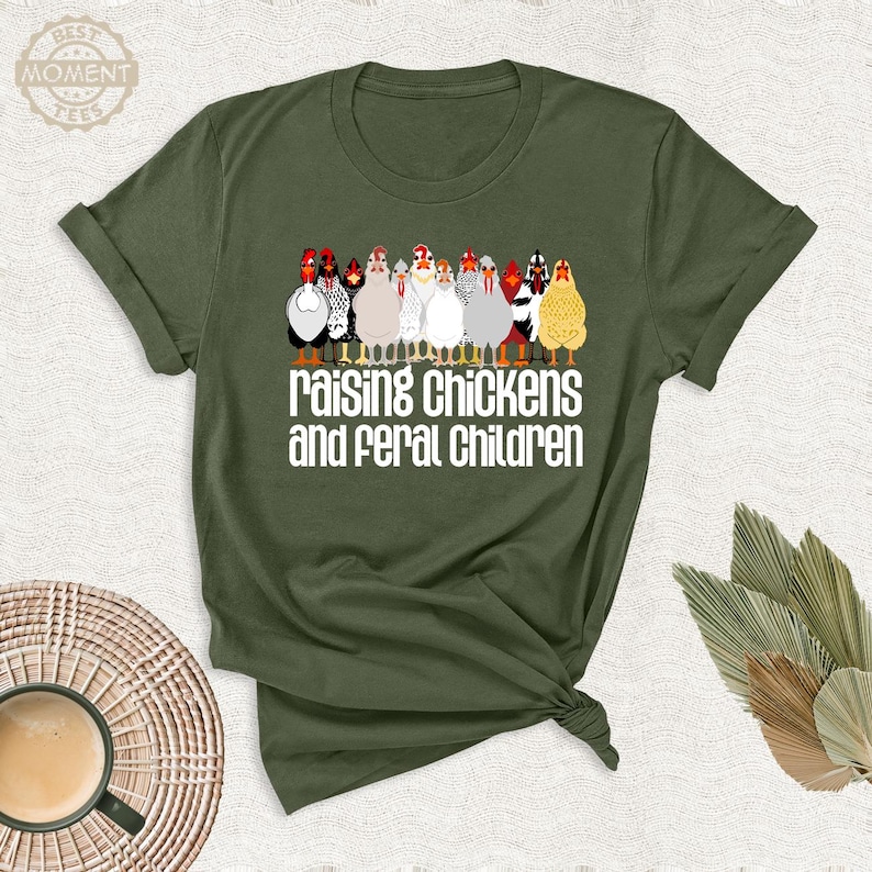 Farm Mom Shirt Raising Chickens and Feral Children Tee, Mothers Day Shirt, Farm Life Mama Shirt, Funny Chicken Mom Shirt, Chicken Lover Tee by BestMomentTees