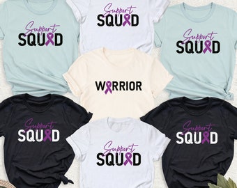 Support Squad Purple Ribbon Warrior Shirt, Epilepsy Awareness Team Tees, Pancreatic Cancer Warrior Shirt, Alzheimers Motivational Tshirt