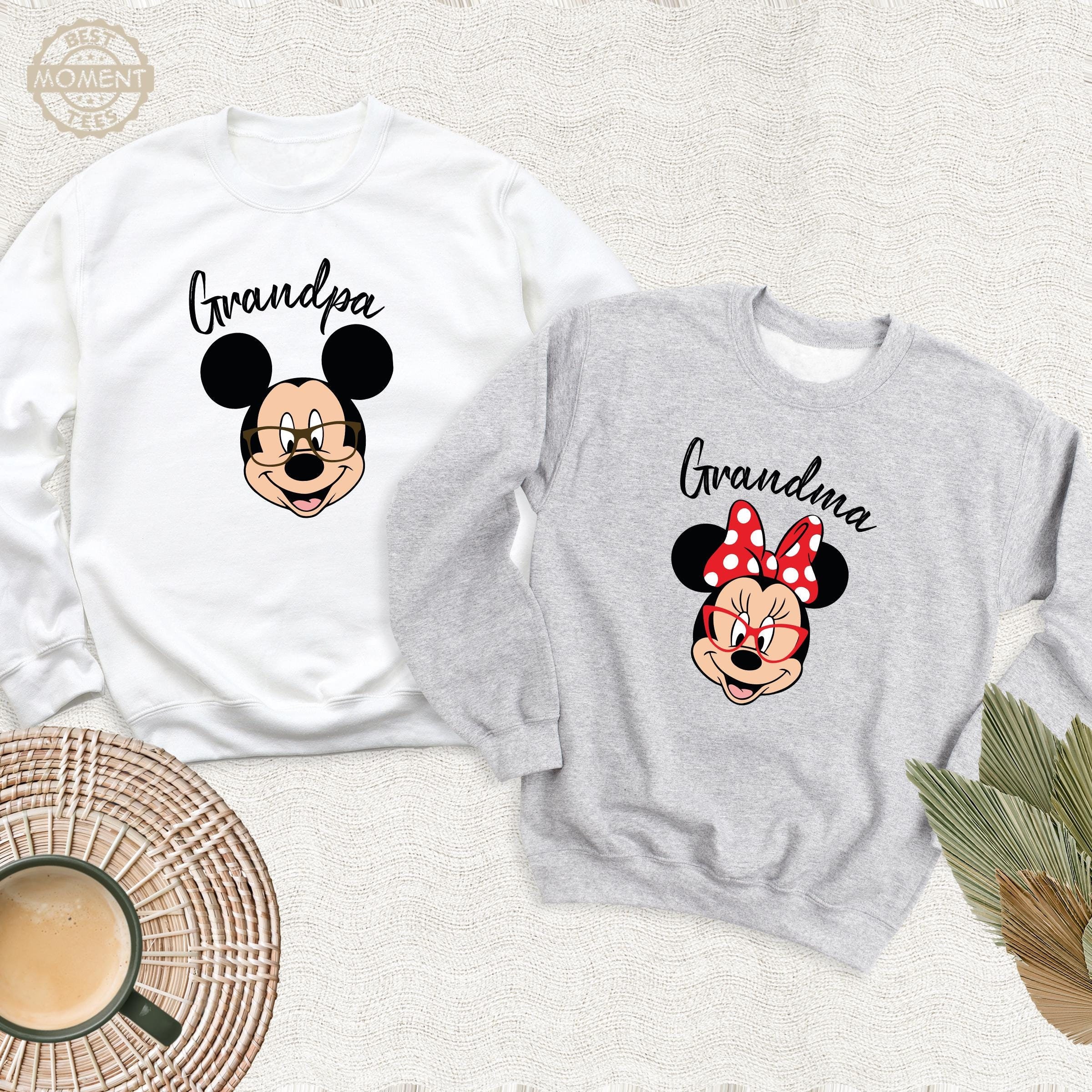 Mickey Grandpa Minnie Grandma Custom Sweatshirt, Disney Trip Nana Papa Long  Sleeve Shirt, Disneyland Minnie Mickey Couple Hoodie, Disney Tee