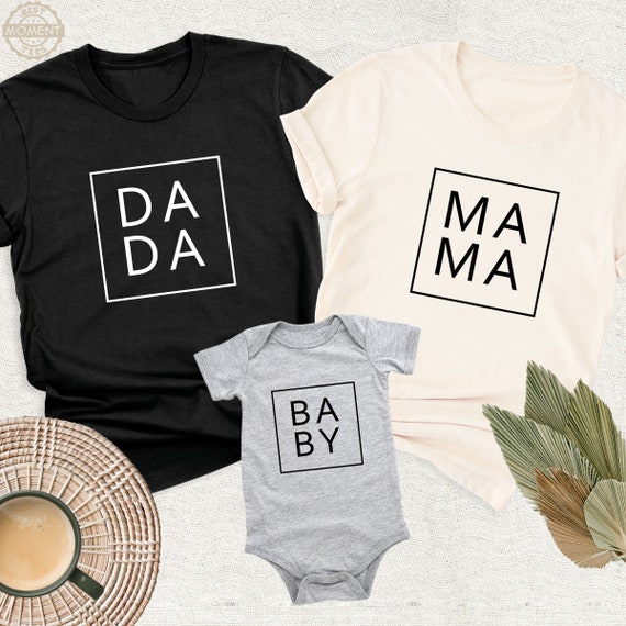 Mama Dada Shirt Family Matching Tee Baby Announcement Shirt Pregnancy Reveal Tee Matching Mom Dad Shirts Mothers Day shirt Mama Baby Shirts