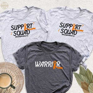 Multiple Sclerosis Support Squad Shirt Orange Ribbon Tshirt Awareness Tee, MS Warrior Tshirt, Leukemia Cancer Tshirt, Kidney Cancer Shirt