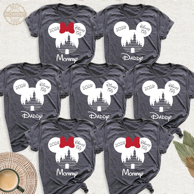Custom Disney 2026 Family Trip Shirts Mickey Minnie Mouse Matching Tshirt, Disneyworld Vacation Group Shirt, Disneyland Squad Trip Tee Shirt image 1