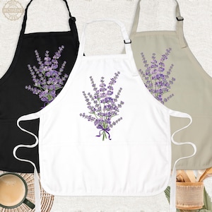 Lavender Kitchen Apron Flower Mama Apron, Nature Lover Apron, Lavender Lover Apron, Botanical Apron, Chef Cooking Apron, Mothers Day Apron