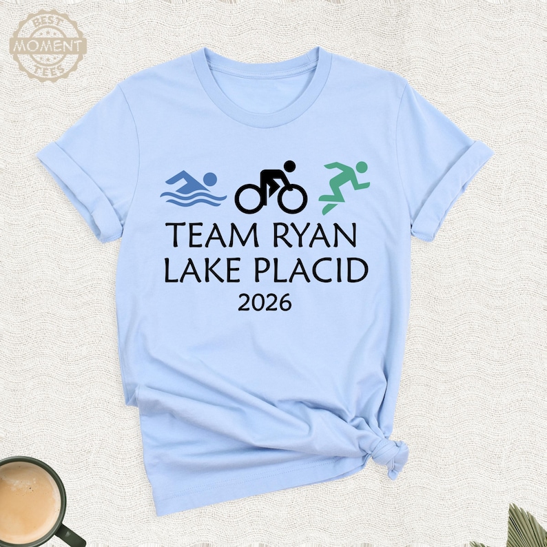Triathlon Shirt Personalized Sport Team Tshirt, Ironman Triathlon Outfit, Lake Placid Shirt, Marathon Finisher Shirt, Athletic Race Day Tee