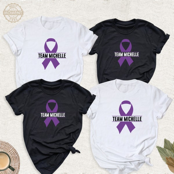 Personalized Purple Ribbon Team Shirt,  Support Group Pancreatic Cancer Tshirt, Custom Survivor Epilepsy Outfit, Alzheimer Warrior Team Tee