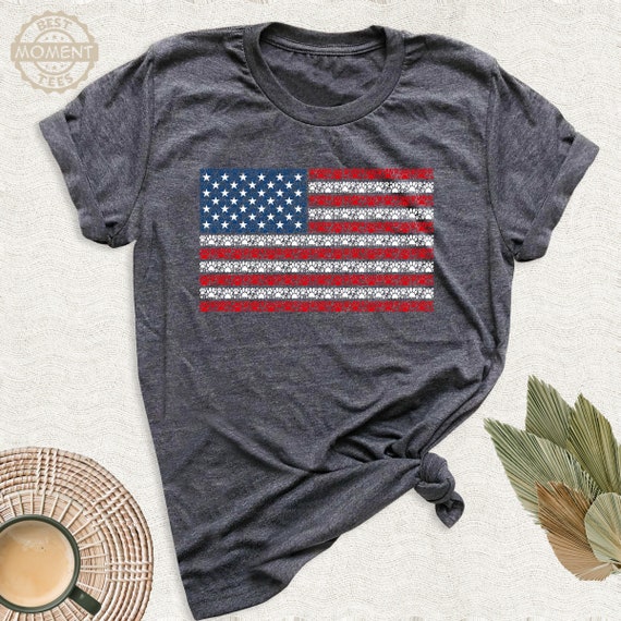 American Flag Paw Print Shirt, Fourth of July Dog Tshirt, 4th Of July Outfit, Freedom Tee, Independence Day Tee, Dog Mom Tee, Dog Lover Tee