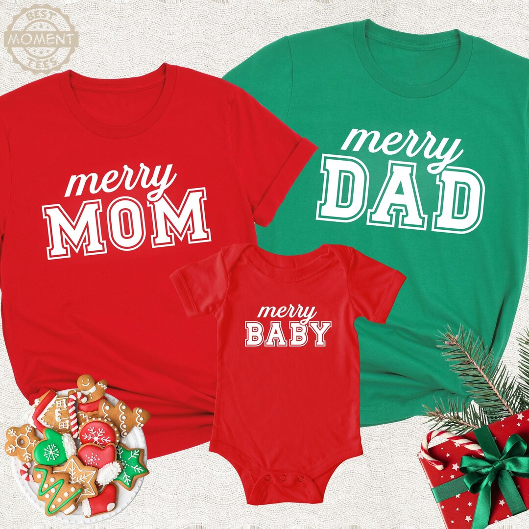 Christmas Mom Dad Baby Matching Shirt, Custom Merry Family Tshirt ...