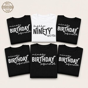 90th Birthday Crew Shirt, Hello Ninety TShirt, 90th Party Shirt, 90th Birthday Squad Shirt, Est 1936 Birthday Tee, Group Birthday Shirt