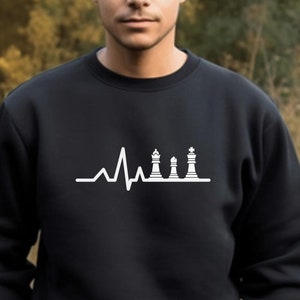 Chess sweatshirt, chess heartbeat, funny chess shirt, chess pieces, queen, bishop, king, chess gift, doctor chess gift, cardiologist chess
