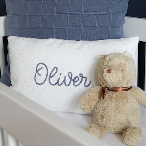 Embroidered Custom Pillow | Personalized Boucle Throw Pillow Cover | Personalized Pillow |Nursery Decor | Room Decor | Kids Room Decor