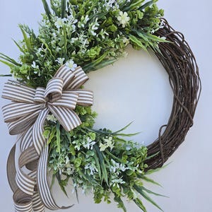Greenery Grapevine Wreath, Farmhouse Door Wreath, Everyday Front Door Decor, Spring Summer Wreath, Rustic Wall Decor