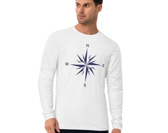 Long Sleeve Fitted "Marine-themed" Crew Shirt