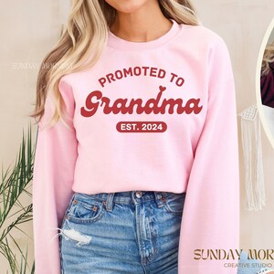 Personalized Promoted To Grandma Sweatshirt Baby Announcement Gift For New Nana Pregnancy Reveal Shirt Maternity Gifts For Gigi Lovey Lolli