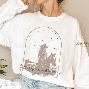 Western Christian Streetwear Sweatshirt If The Stars were Made To Worship Religious Horse Shirt Gift Bible Verse Faith Sweater Jesus
