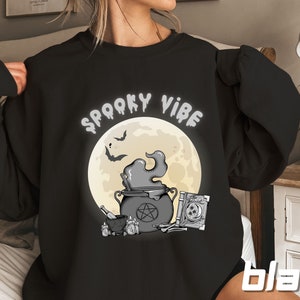 Spooky Vibe Halloween Sweatshirt, Pastel Halloween Sweatshirt, Leuke Halloween Crewneck, Halloween Shirt Cadeau, Spooky Sweatshirt, Spooky Vibes