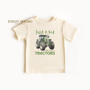 Toddler Tractor Shirt For Boy Girl Kids Baby, Siblings Matching Green Truck Natural Tshirt, Tractor Lover T-shirt Kids, Farmer Tractor Tee