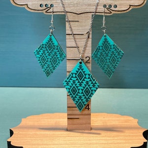 Western Tribal Aztec Wood Earrings