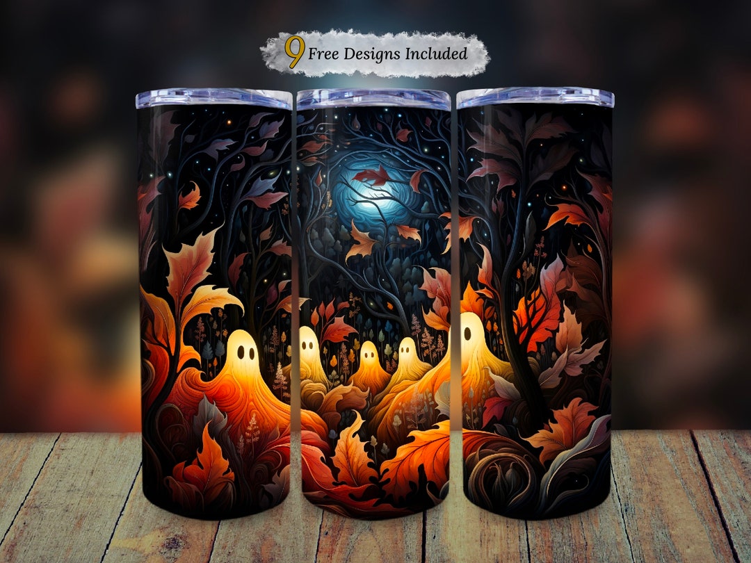 Halloween Ghosts 20oz Skinny Tumbler Sublimation Wrap Tumbler Etsy