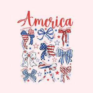 Laço de coquete dos EUA PNG, América retrô PNG, 4 de julho PNG, Design de sublimação de 4 de julho, América popular PNG, Patriótico PNG, Feminino PNG