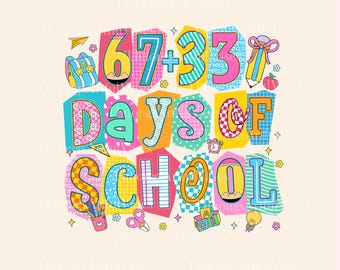 Sobreviví 67 + 33 días de escuela PNG, 100 días de escuela, Coquette, Maestro 100 días, Vida docente, Camiseta escolar para niños, Descarga digital