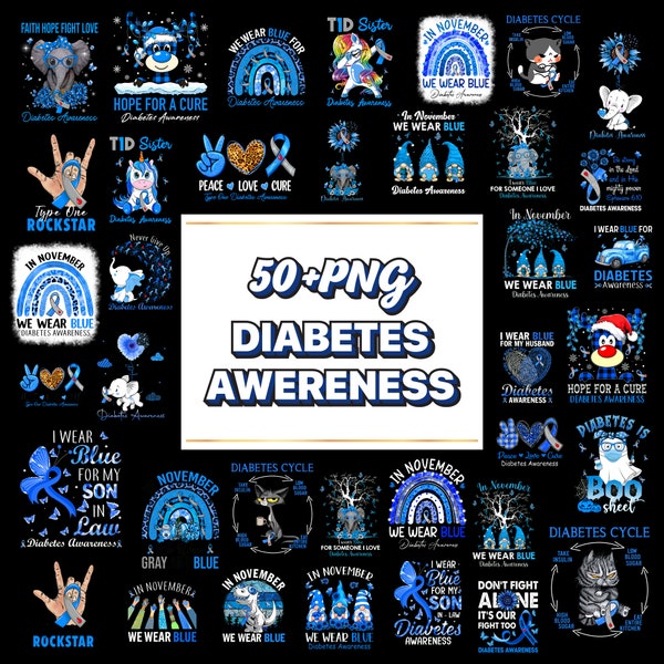 50+ Diabetes Awareness Bundle Png, Diabetes Png, Blue Ribbon Png, Diabetes Rainbow, T1d Awareness Design, In November I Wear Blue Diabetes