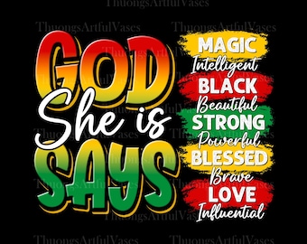 God Say She Is png, Juneteenth png, Juneteenth 1865 png, Black Freedom png, Black History Month png, Black Queen png, christelijk png