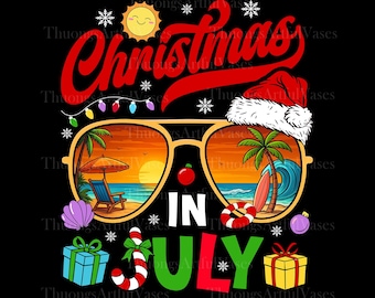 Navidad en julio (Png), Navidad divertida (Png), Navidad en verano, Vibras de verano (Png), Papá Noel tropical, Vacaciones (Png)