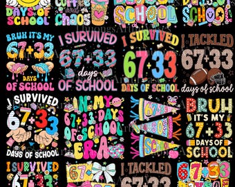 Paquete de 67 días de clases, Sobreviví 100 días de clases (Png), Sobreviví 67 días de clases (Png), Regalo para maestros y estudiantes, Día 100 de clases