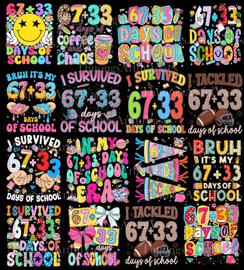 67 33 dagars skolpaket, Jag överlevde 100 dagars skolan png, Jag överlevde 67 dagars skolan png, Lärare-elev-present, 100:e dagen i skolan bild 1