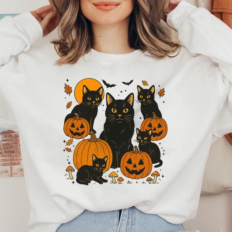 Black Cat Pumpkin Png, Ghots Cat Png, Retro Halloween Png, Gothic Png ...