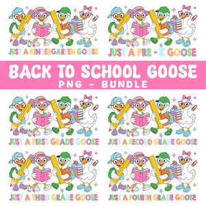 Back to School Goose Png Bundle, Coquette Teacher First Day of School Shirt Png, Preppy Floral Sublimation, Pre-k 1st/2nd/3rd/4th Grade