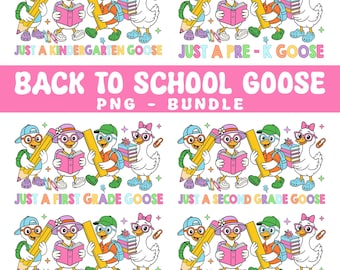 Paquete de ganso de regreso a clases (PNG), camiseta de maestra coqueta para el primer día de clases (PNG), sublimación floral preppy, preescolar de 1.º, 2.º, 3.º y 4.º grado