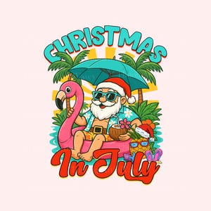 Christmas In July Png, Funny Christmas Png, Christmas In Summer, Summer Vibes Png, Tropical Santa , Holiday Png