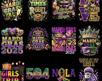 12+ Mardi Gras Png Bundle, Mardi Gras Cocktail, Western Mardi Gras Png, Louisiana Carnival Png, Fat Tuesday Fleur de Lis, Saints New Orleans