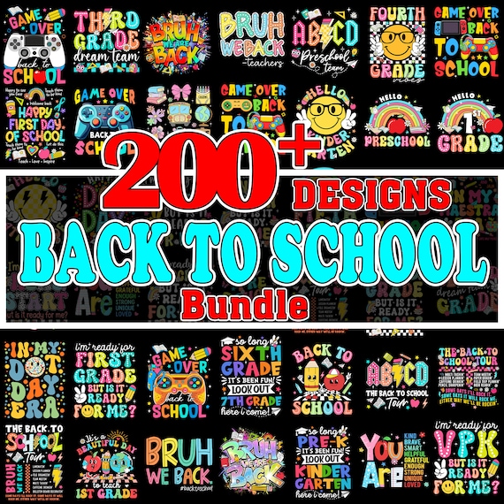 200+ Back to School Bundle PNG, Kindergarten, First Day Of School, School Png, Retro PNG, First/Second/Third Grade Design, School Bundle Png
